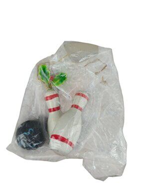 NEW Kurt S. Adler 1984 Bowling Christmas Ornament Holly Vintage Decor Taiwan
